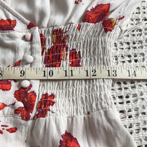 FREE PEOPLE Medium Long Sleeve Maxi Dress Floral Shirred V-Neck Cottage Prairie - Picture 7 of 11